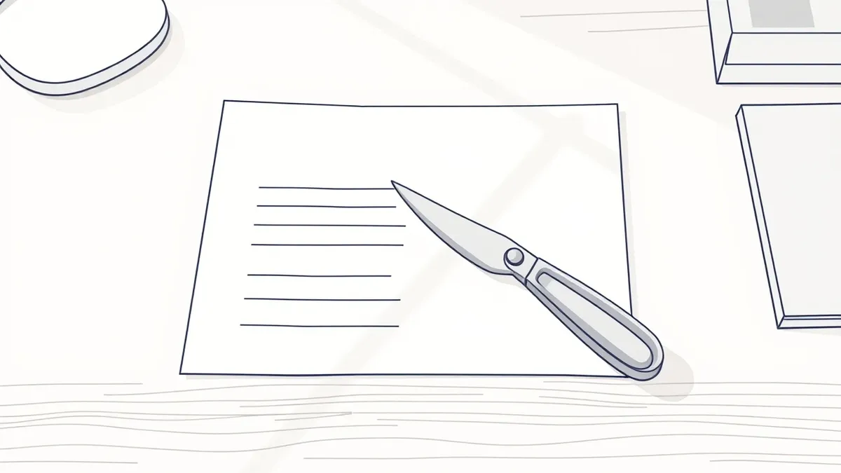 Illustration: A pristine white paper document rests on a wooden desk, featuring blank lines and empty boxes where financial details would go.