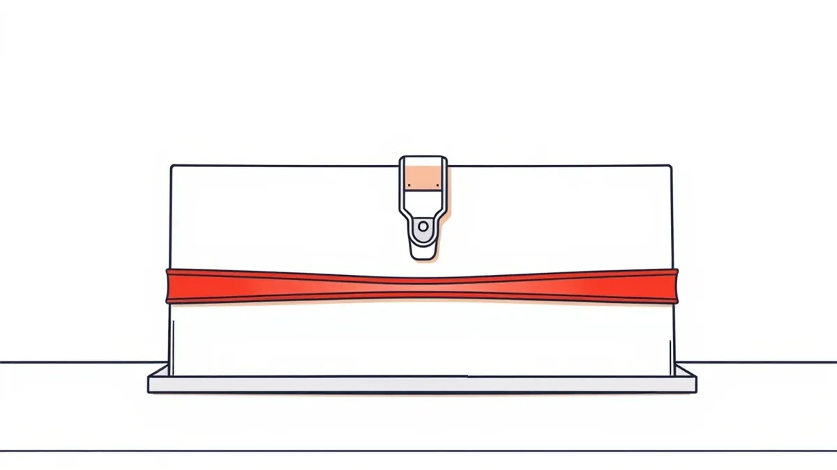 Illustration: A sleek white folder sits on a clean desk, its lid tightly shut with a heavy brass latch.