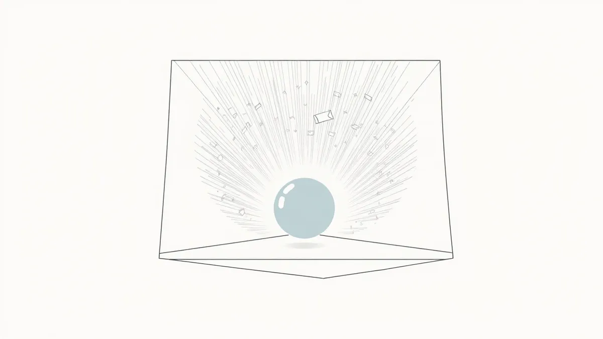 Illustration: A tiny white packet enters a large hollow prism, bouncing off its internal angled surfaces.