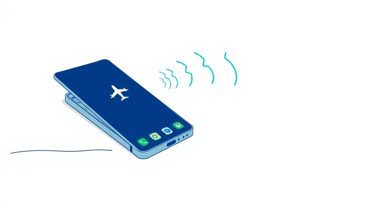 Illustration: A smartphone rests on a wooden desk with its screen off.