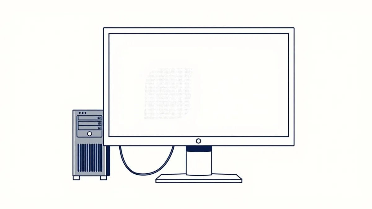 Illustration: A blank monitor displays a faint, pixelated grid pattern representing a remote web page.