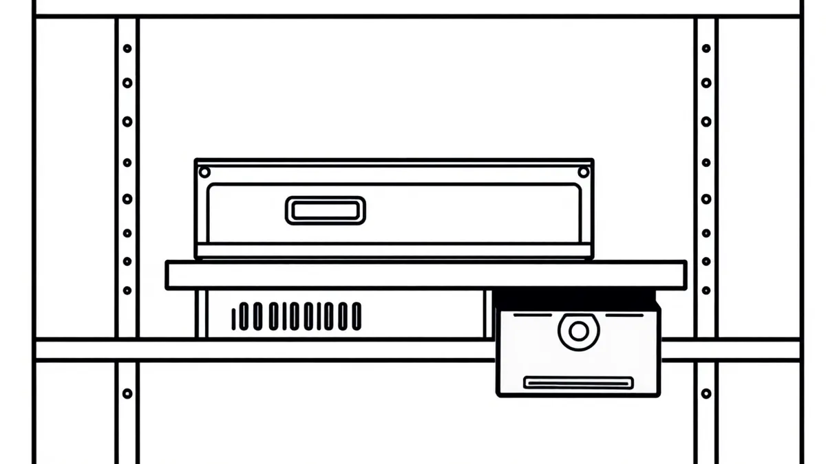 Illustration: A sturdy metal archive box sits closed on a high shelf, gathering dust as a relic of the past.