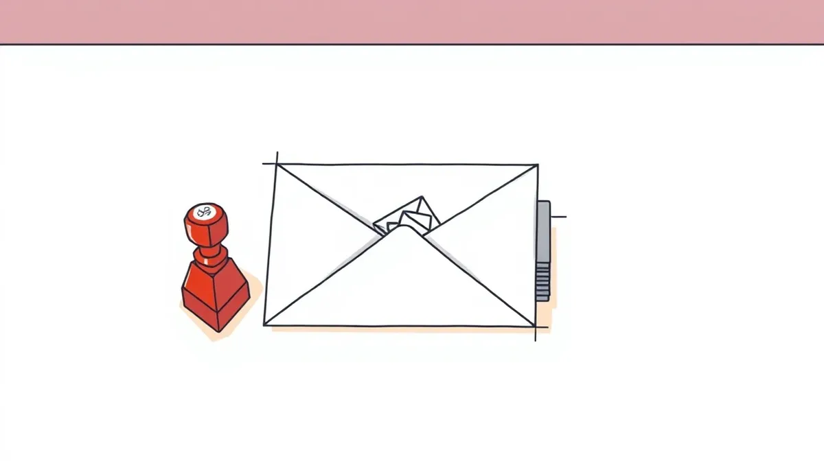 Illustration: A neat stack of plain white envelopes sits on a polished desk.
